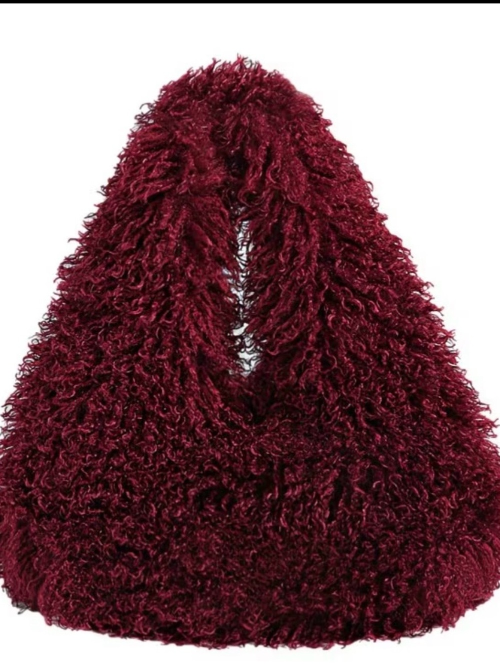 Plush Burgundy Faux Fur Shoulder Bag